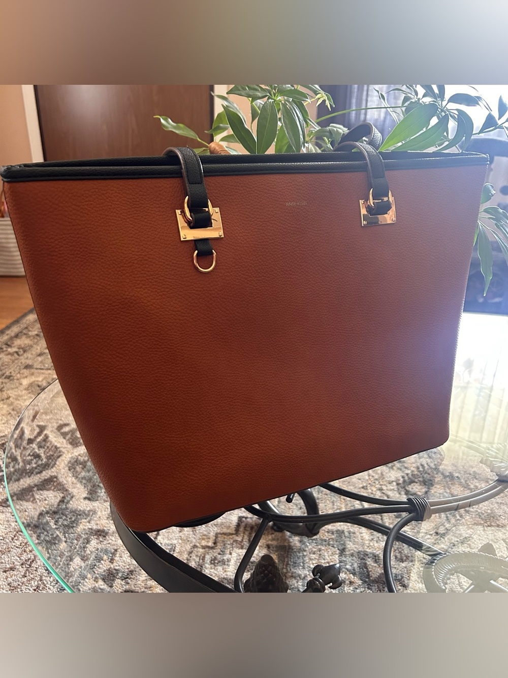 Anne Klein Large Faux Leather Work Tote Bag